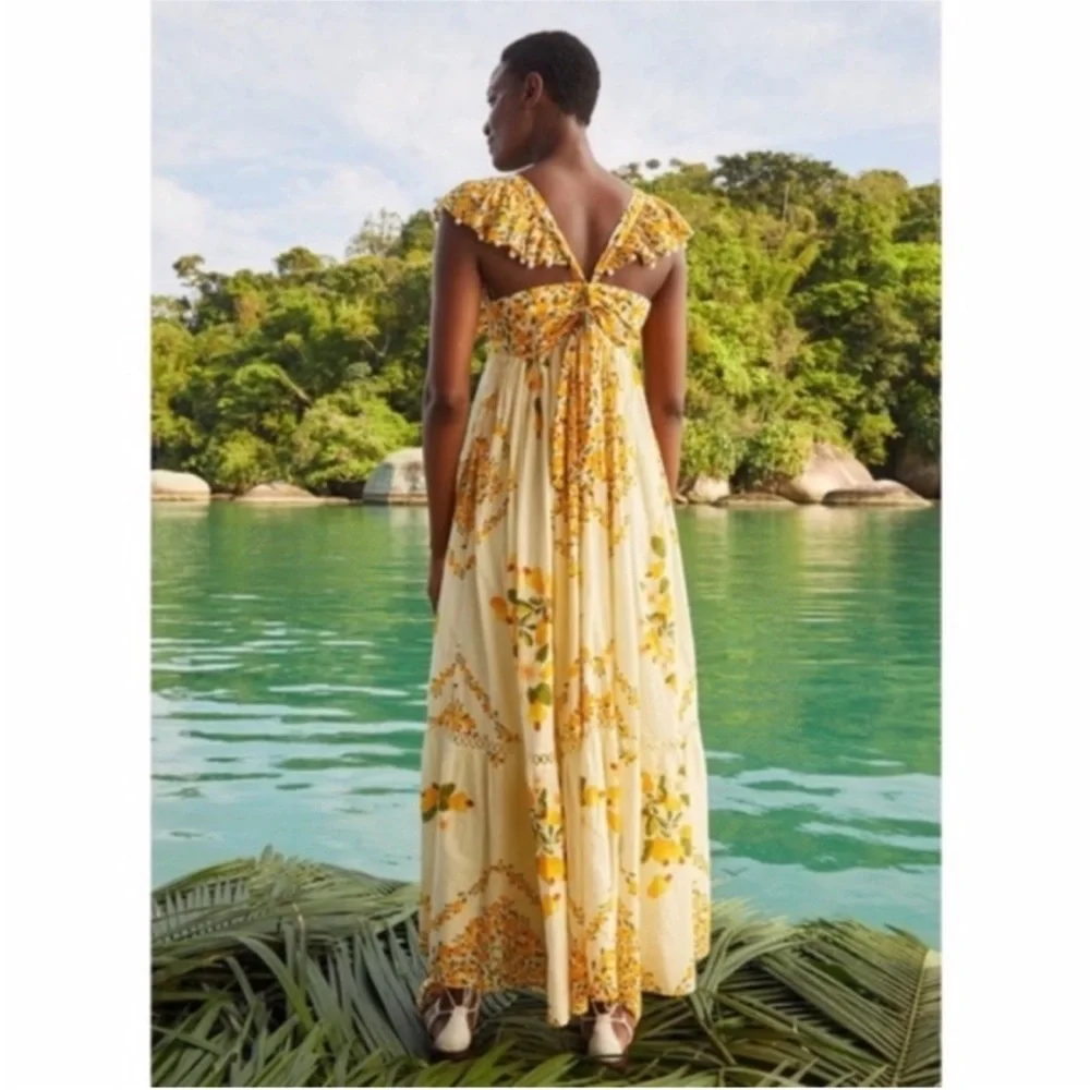 Farm Rio Cashew Floral Print Ruffled Maxi Dress - Picture 2 of 5